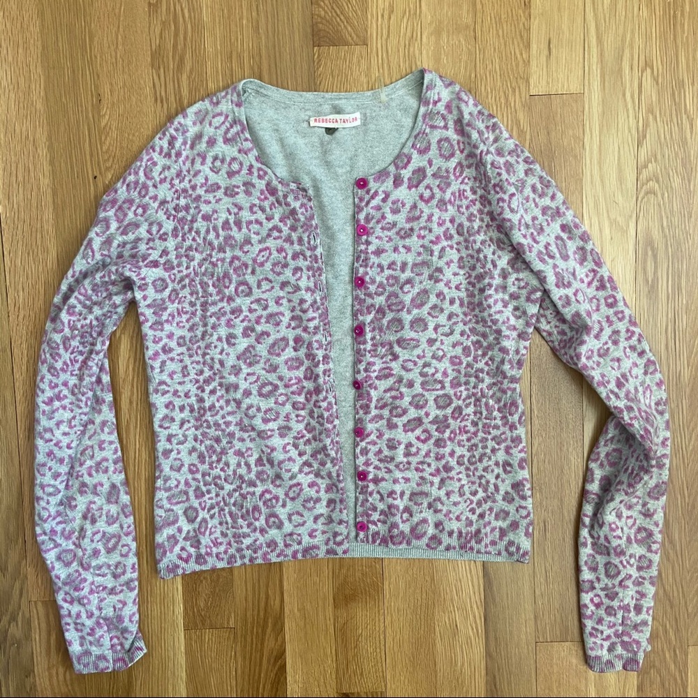 Rebecca Taylor Purple Leopard Silk Cardigan - Picture 8 of 9